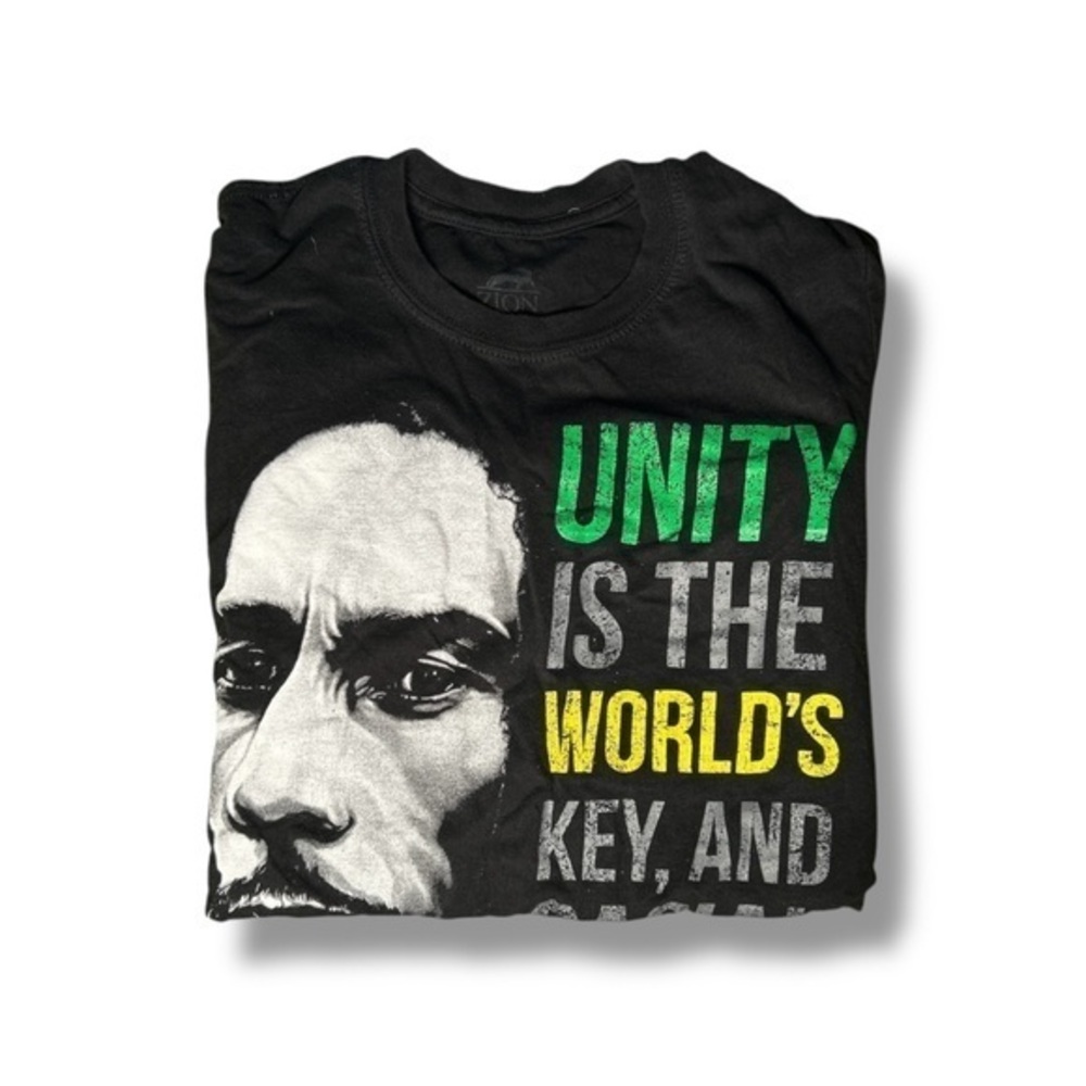 Zion Rootswear Bob Marley Black Unity Graphic Tshirt Size Small - "Preston"
